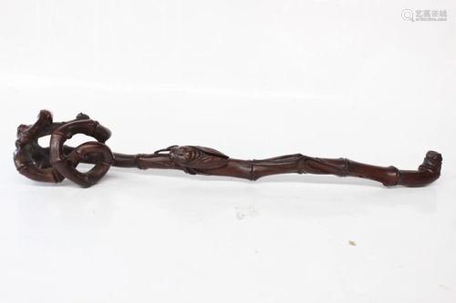 Chinese Wood Carved Ruyi Scepter