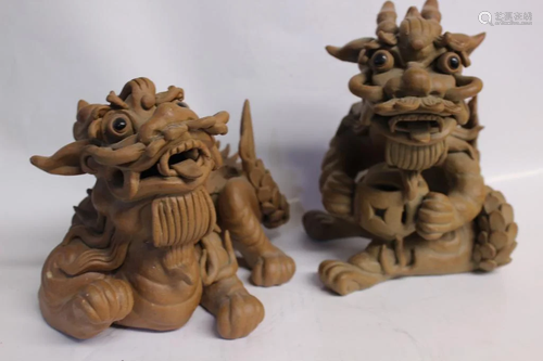 Two Chinese Pottery Dragon