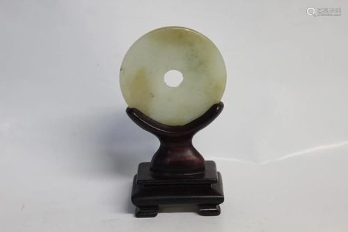 Chinese Jade Bi w Stand