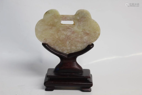 Chinese Jade Lock w Stand