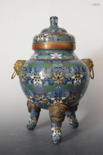 Chinese Cloisonne Tripod Censer