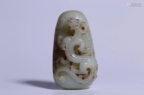 Chinese Hetian Jade Lilong Pendant