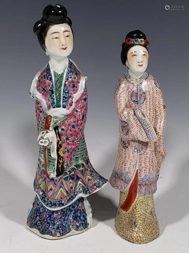 Two Chinese Famille Rose Porcelain Figurals