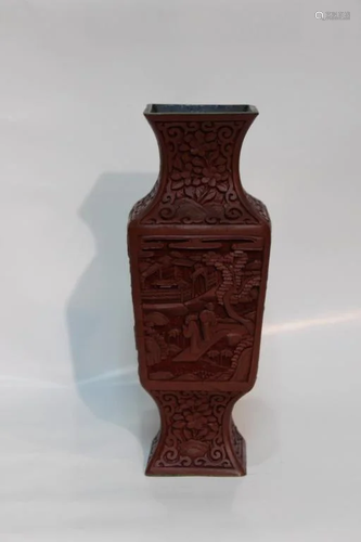 Chinese Red Cinnabar Vase