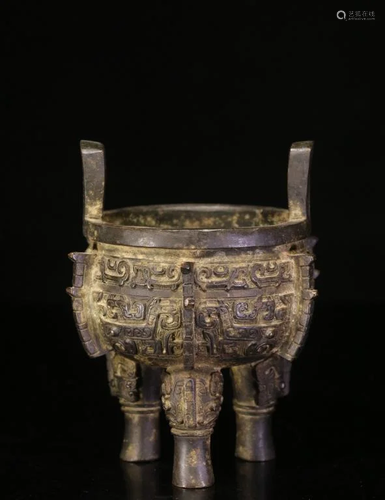 Late Qing Chinese Bronze Tripod Censer