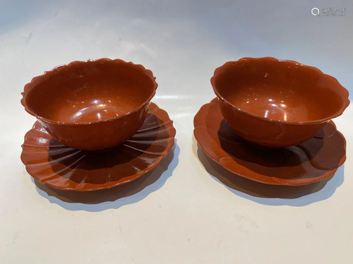 Chinese Glazed Cup and Sauser Set