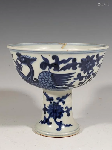 Chinese Blue and White Porcelain Cup, Mark