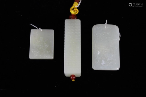 Three Chinese Jade Carved Pendant