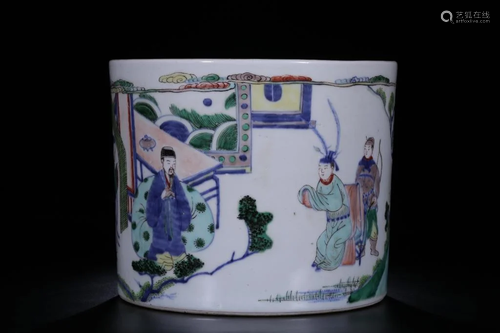 Chinese Wucai Porcelain Brushpot