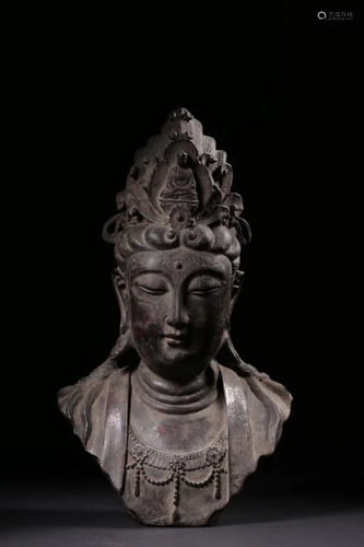 Qing Chinese Bronze Guanyin Head