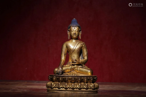 Qing Chinese Gilt Bronze Buddha