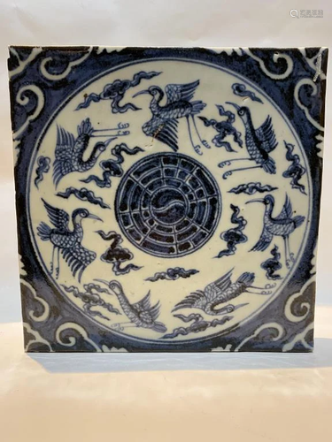 Chinese Blue and White Porcelain Tile/Plaque