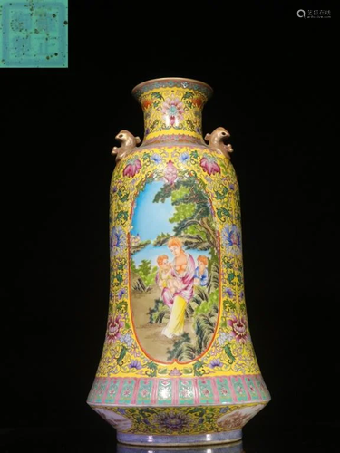 Republican Chinese Hand Paint Glazed Vase,Mark