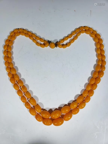 Chinese Yellow Beads Necklace