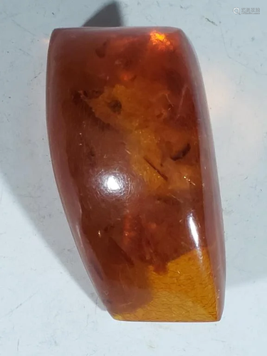 Chinese Amber Pin w 14k Gold