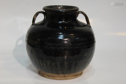 Chinese Black Glazed Jar