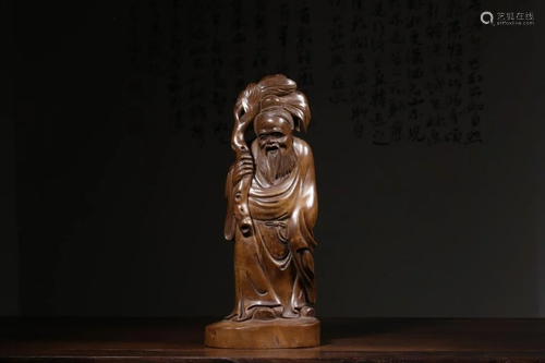 Republican Chinese Huangyang Wood Carved Man