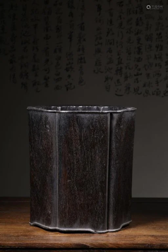 Qing Chinese Zitan Wood Brushpot