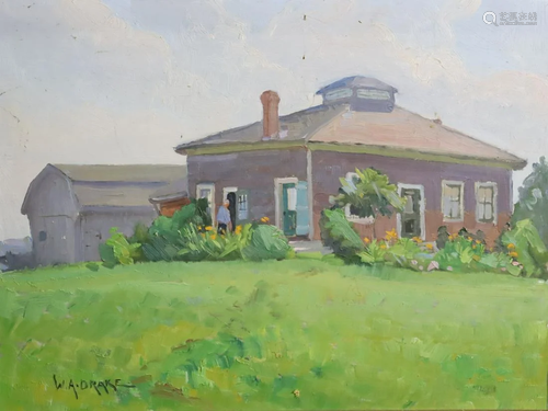 W.A.Drake Signed Oil On Board House .