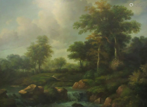 Humphrey Signed Oil On Canvas river In Landscape.