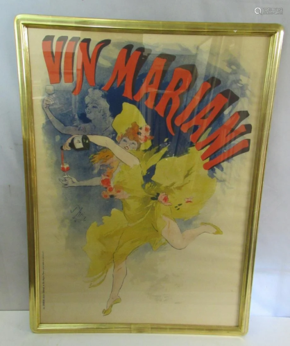 Vintage Framed Vin Mariani Poster