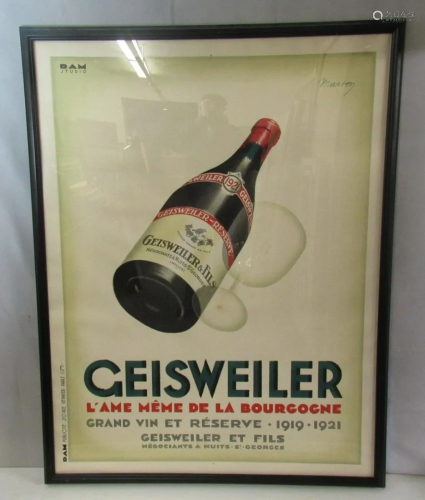 Vintage Framed GEISWEILLER Poster .