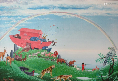 Irene Invera . Signed Oil On Canvas Noah's Ark .