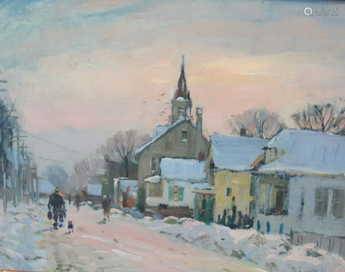 Anthony Cirino Signed Oil On Board Snow Scene