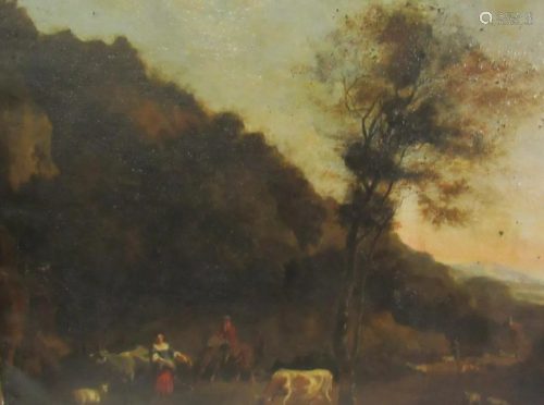 Unsigned Oil On Canvas Old Master Landscape