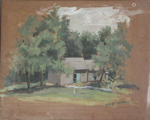 W.A.Walker Signed Gouashe Of A House.