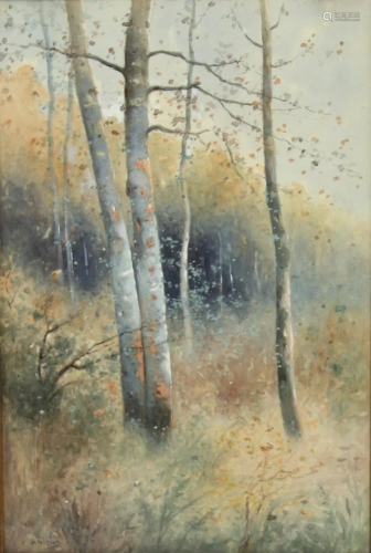 C.P.Rising??Signed Watercolor forest scene