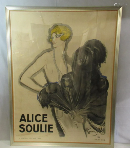 Alice Soulie. Vintage Framed Poster .