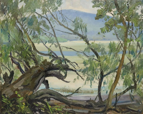 William.A.Drake Signed Oil On Board Tree.