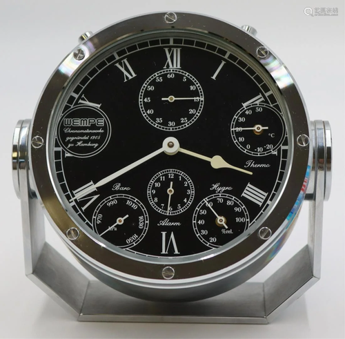 Wempe Stainless Chronometer and Alarm Clock.