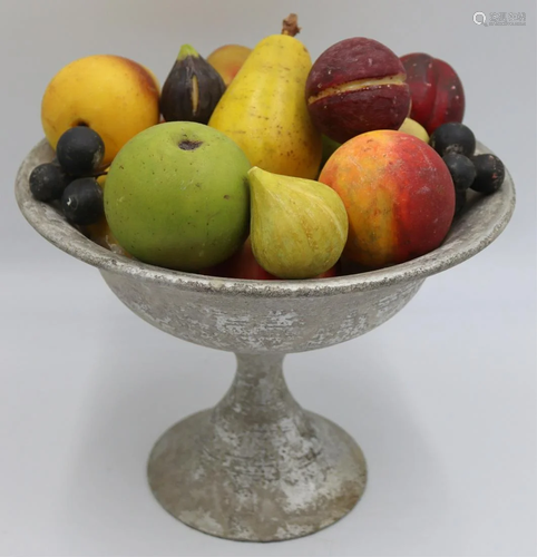 (17) Pcs. of Carved and Painted Marble Fruit.