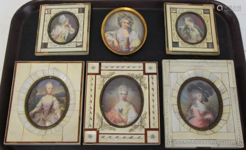 GROUPING OF 6 PORTRAIT MINIATURES.