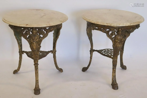 Pair of Antique Cast Iron English Tavern Tables.