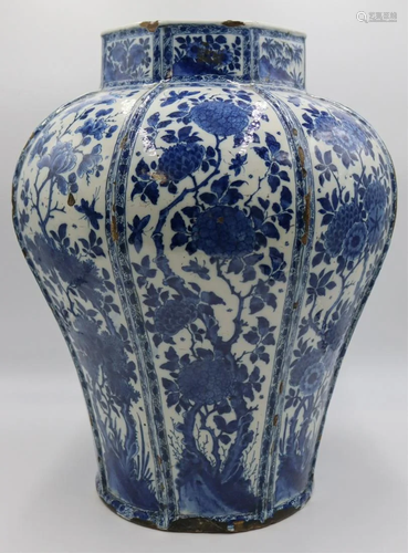 Large and Unusual 17th Century Delft Vase.