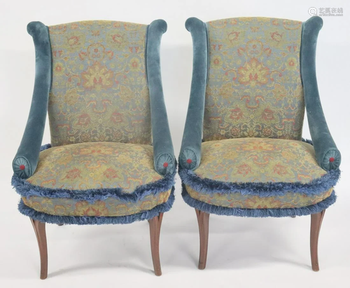 Pair Of Art Deco Upholstered Boudoir Chairs.