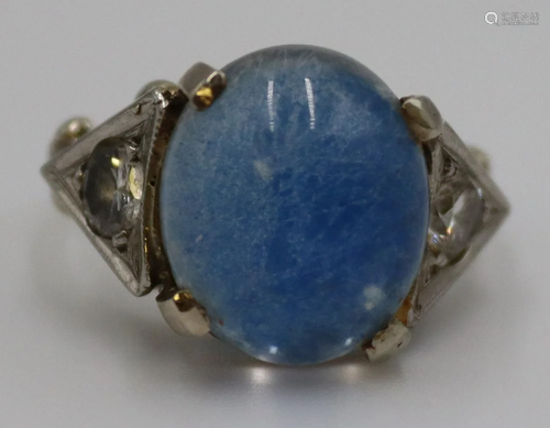 JEWELRY. 14kt Gold, Blue Cabochon, and Diamond