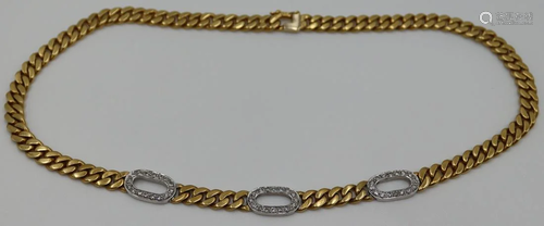 JEWELRY. Italian 18kt Gold and Diamond Necklace.