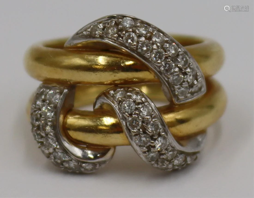 JEWELRY. Signed Italian 18kt Gold and Diamond Ring