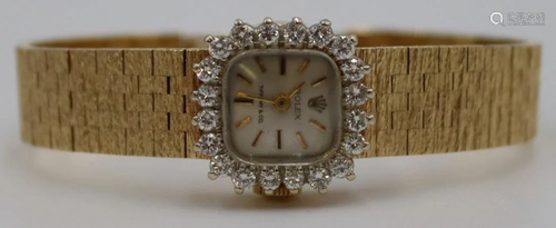 JEWELRY. Ladies Vintage 14kt Gold & Diamond Rolex