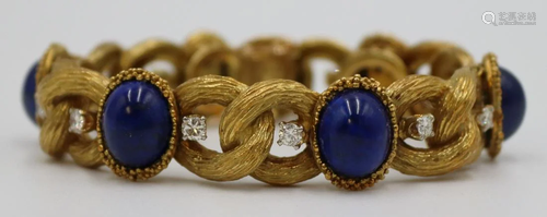 JEWELRY. Signed 18kt Gold, Lapis Lazulis & Diamond