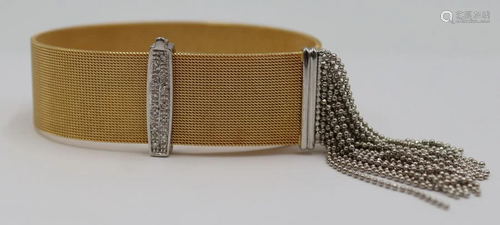 JEWELRY. Italian 14kt Gold and Diamond Bracelet.