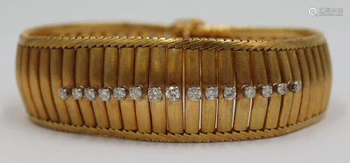 JEWELRY. Italian 18kt Gold and Diamond Bracelet.