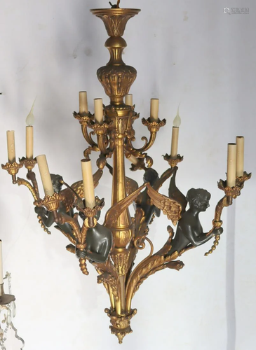 Large & Impressive Antique Gilt Bronze Chandelier