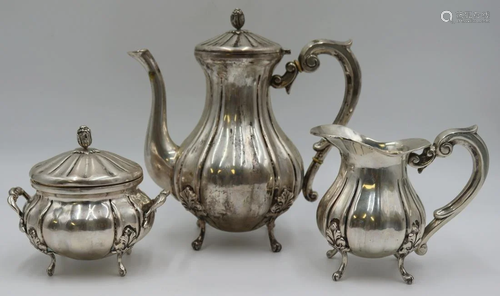 SILVER. 3 Pc. Italian .800 Silver Tea Service.