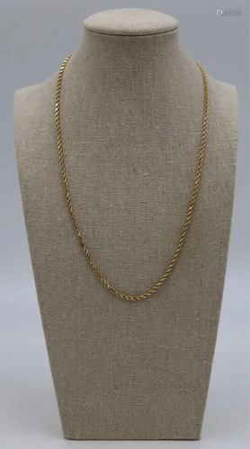 JEWELRY. 14kt Gold Rope Twist Chain Necklace.