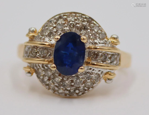 JEWELRY. 14kt Gold, Diamond and Sapphire Ring.